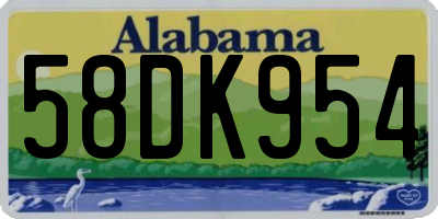 AL license plate 58DK954