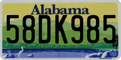AL license plate 58DK985