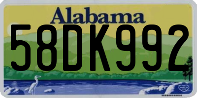 AL license plate 58DK992