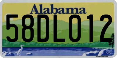 AL license plate 58DL012