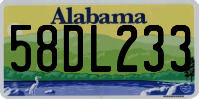 AL license plate 58DL233