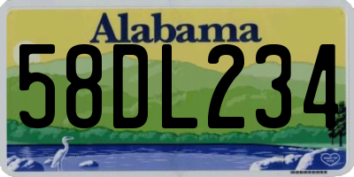 AL license plate 58DL234
