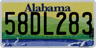 AL license plate 58DL283