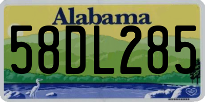 AL license plate 58DL285