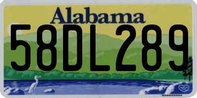 AL license plate 58DL289
