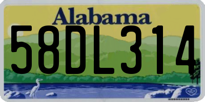 AL license plate 58DL314