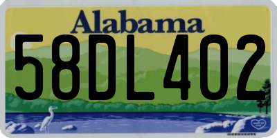AL license plate 58DL402