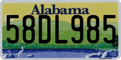 AL license plate 58DL985