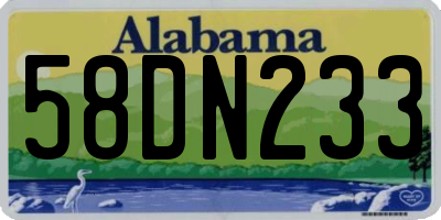 AL license plate 58DN233