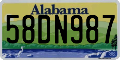 AL license plate 58DN987