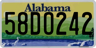 AL license plate 58DO242