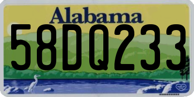 AL license plate 58DQ233