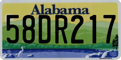 AL license plate 58DR217