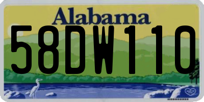 AL license plate 58DW110