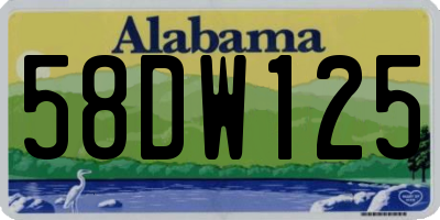 AL license plate 58DW125