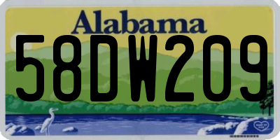 AL license plate 58DW209