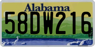 AL license plate 58DW216
