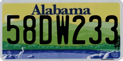 AL license plate 58DW233