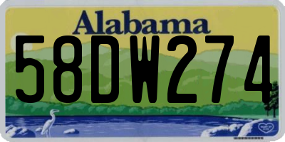 AL license plate 58DW274