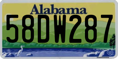 AL license plate 58DW287