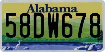 AL license plate 58DW678