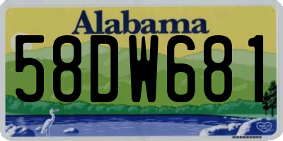 AL license plate 58DW681