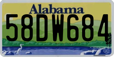AL license plate 58DW684