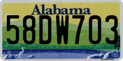 AL license plate 58DW703