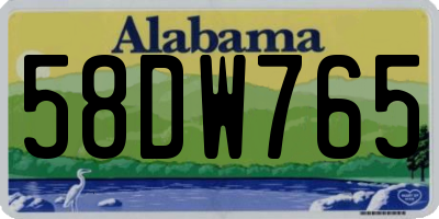 AL license plate 58DW765