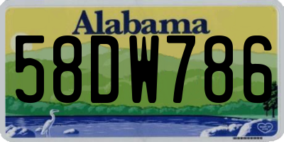 AL license plate 58DW786