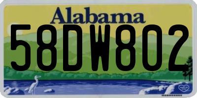 AL license plate 58DW802