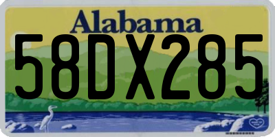 AL license plate 58DX285