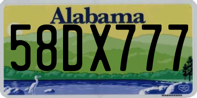 AL license plate 58DX777