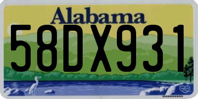 AL license plate 58DX931