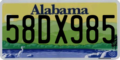 AL license plate 58DX985