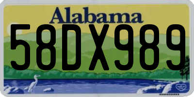 AL license plate 58DX989