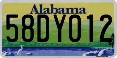 AL license plate 58DY012