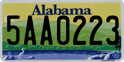AL license plate 5AA0223