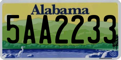 AL license plate 5AA2233