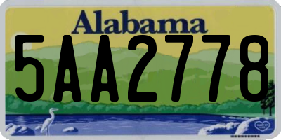 AL license plate 5AA2778