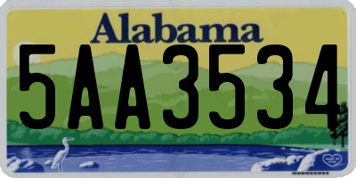 AL license plate 5AA3534
