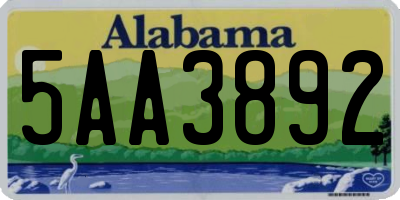 AL license plate 5AA3892