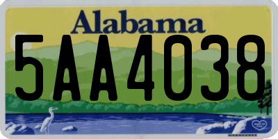AL license plate 5AA4038