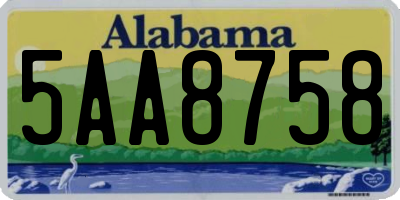 AL license plate 5AA8758