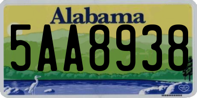 AL license plate 5AA8938
