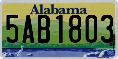 AL license plate 5AB1803