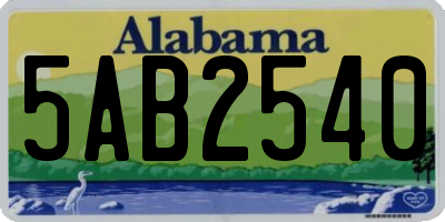 AL license plate 5AB2540
