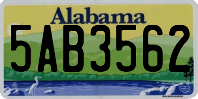 AL license plate 5AB3562