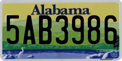 AL license plate 5AB3986