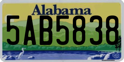 AL license plate 5AB5838